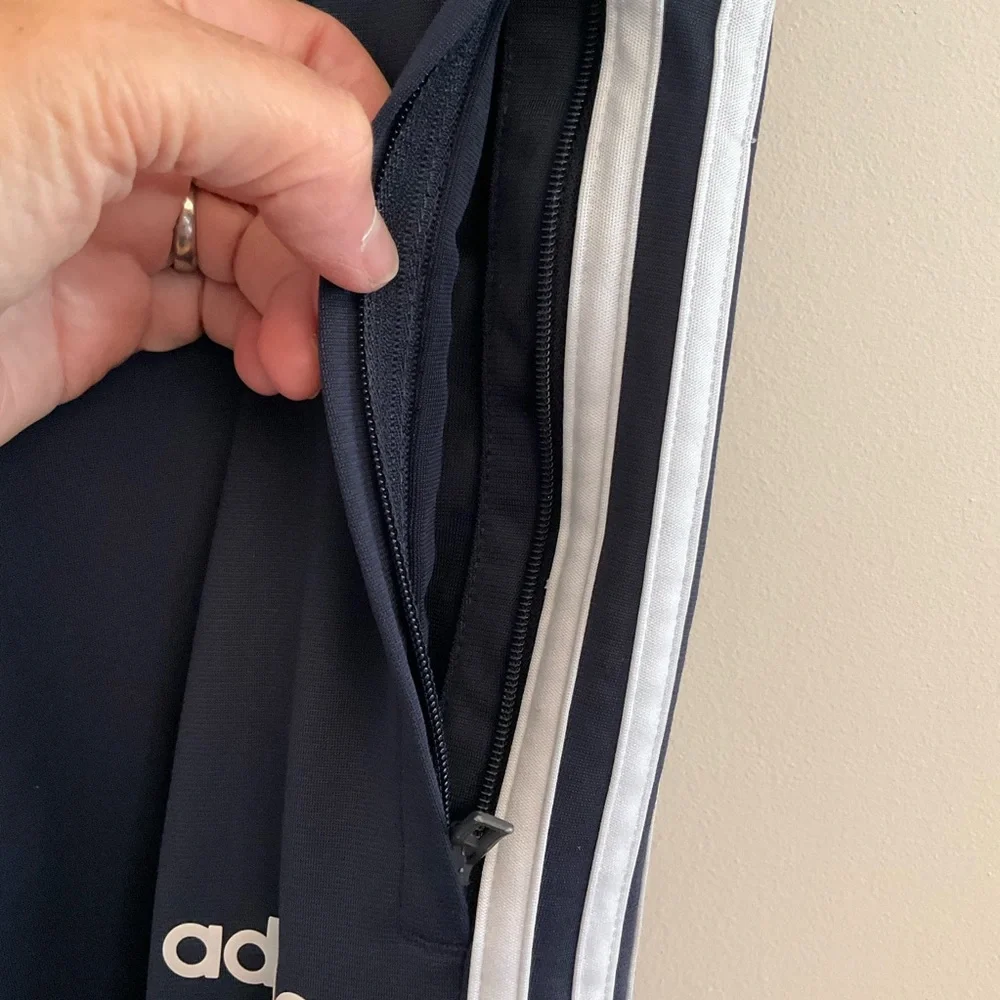 Adidas Men’s Navy White Striped Joggers, Sz M Tall